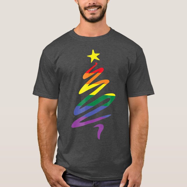 LGBTQ Julgran flagga T Shirt (Framsida)