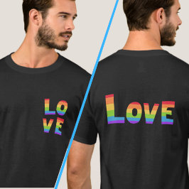 LGBTQ KÄRLEK i Färg Front and Back Print i Regnbåg T Shirt