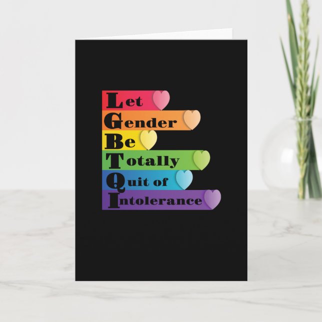 LGBTQ -Låt kön vara fritt från intolerans Kort (Framsida)