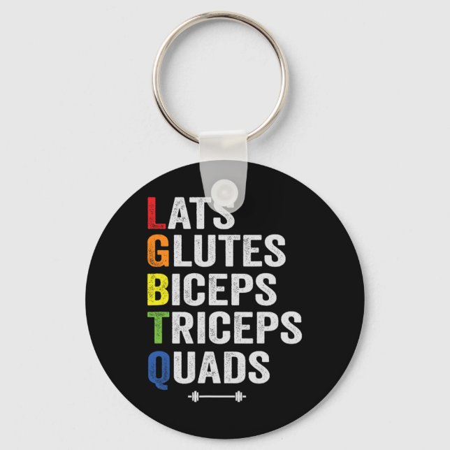 Lgbtq Lats Glutes Biceps Triceps Quads Weigh Nyckelring (Framsida)