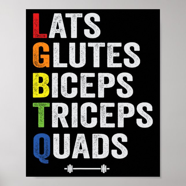 Lgbtq Lats Glutes Biceps Triceps Quads Weigh Poster (Framsidan)
