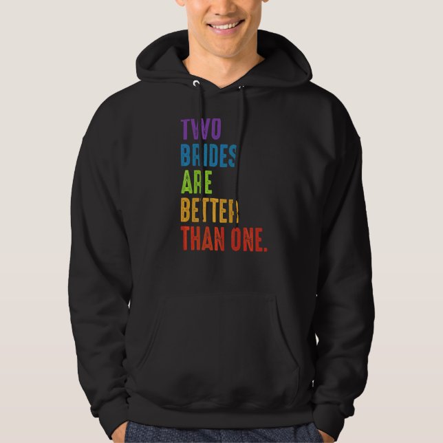 Lgbtq Lesbisk Bi Brides Rainbow Flagga Bröllop Hoodie (Framsida)