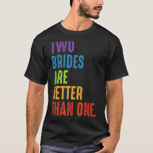 Lgbtq Lesbisk Bi Brides Rainbow Flagga Bröllop T Shirt