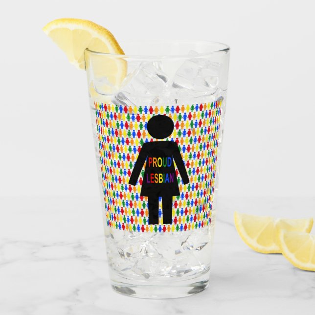 LGBTQ Lesbisk Silhouette och Rainbow Dam Glaskopp (Framsida Ice)