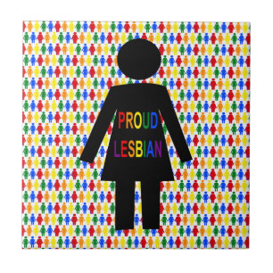 LGBTQ Lesbisk Silhouette och Rainbow Dam Kakelplatta