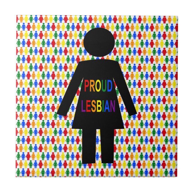 LGBTQ Lesbisk Silhouette och Rainbow Dam Kakelplatta (Framsidan)