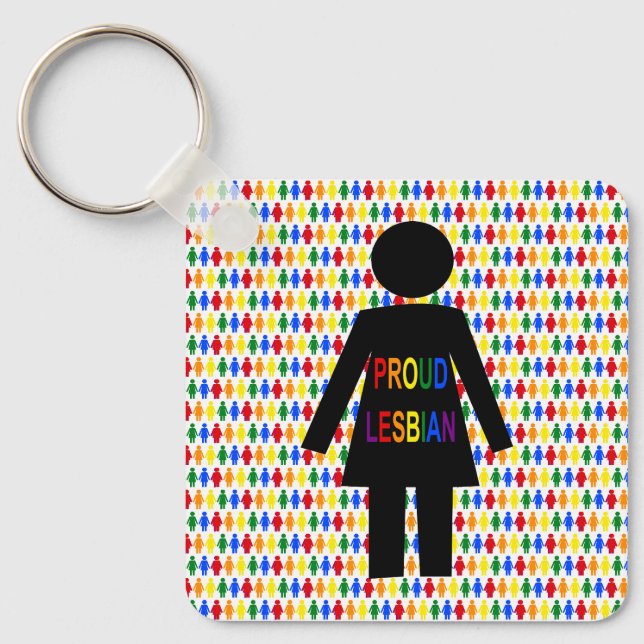 LGBTQ Lesbisk Silhouette och Rainbow Dam Keycha Nyckelring (Framsida)