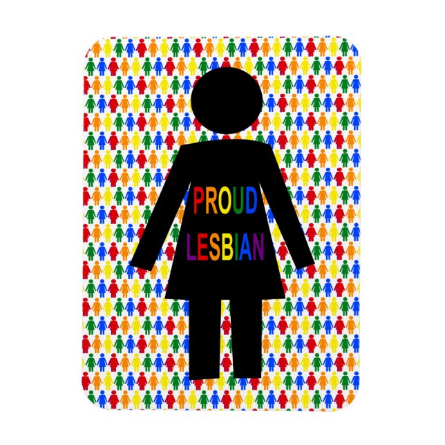 LGBTQ Lesbisk Silhouette och Rainbow Dam Magnet (Vertikal)