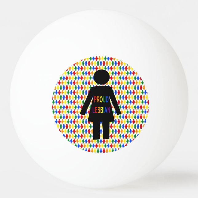 LGBTQ Lesbisk Silhouette och Rainbow Dam Pingisboll (Framsidan)