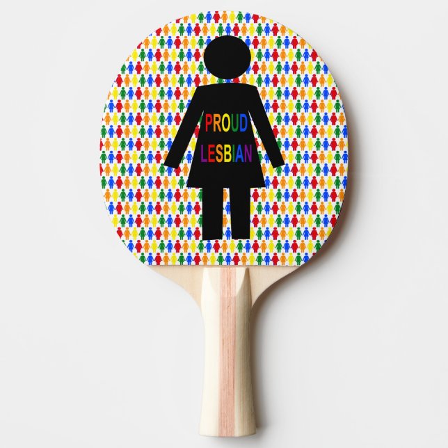 LGBTQ Lesbisk Silhouette och Rainbow Dam Pingisracket (Framsidan)