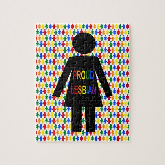 LGBTQ Lesbisk Silhouette och Rainbow Dam Pussel (Vertikal)
