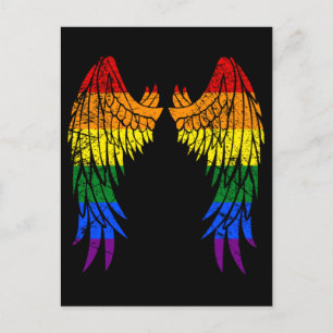 LGBTQ LGBT Angel Vingar Colorful Rainbow Gay Vykort