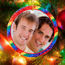 LGBTQ LGBT-anpassningsbar, foto av gay-regnbåge fl Julgransprydnad Keramik