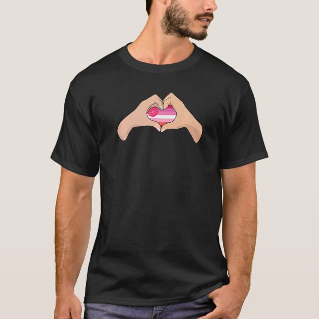 Lgbtq Lipstick Pride Flagga Hand Heart Sign Lipsti T Shirt (Framsida)