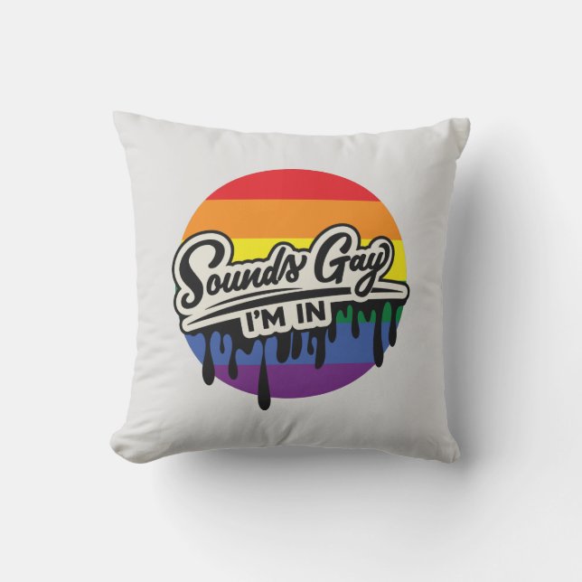 LGBTQ | Ljud Gay, jag är i | Regnbåge | PRIDE Kudde (Framsida)