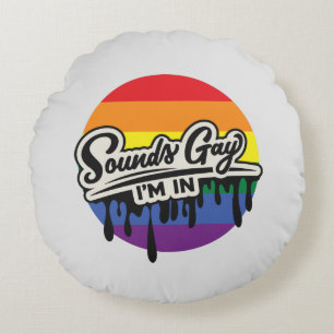LGBTQ Ljud Gay, jag är i Regnbåge PRIDE Rund Kudde