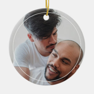 LGBTQ Male Couple Gay Olde Julfoto Julgransprydnad Keramik