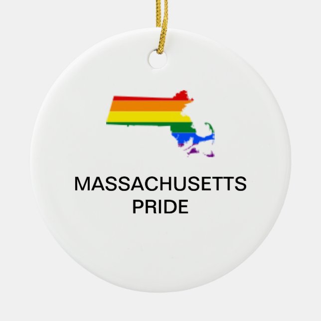 LGBTQ MASSACHUSETTS-PRIDET Keramisk prydnadsföremå Julgransprydnad Keramik (Framsidan)