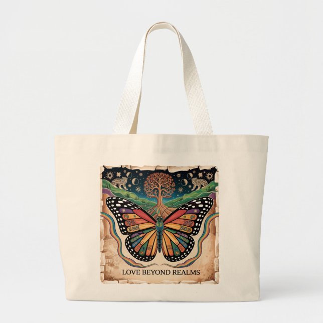 LGBTQ Mayan Butterfly | Rainbow Pride Jumbo Tygkasse (Framsidan)