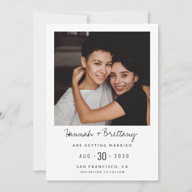 LGBTQ Modern Photo Save Date Spara Datumet (Framsida)