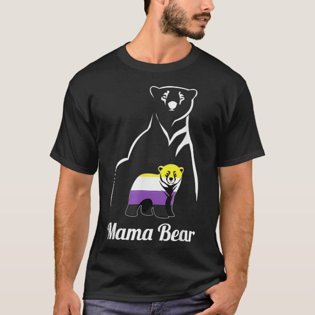 LGBTQ NonBinary Mama Bear LGBT NonBinary Pride Enb T Shirt (Framsida)