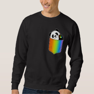 LGBTQ Panda Pocket Rainbow Tass Gay pride Pan Lång Ärmad Tröja
