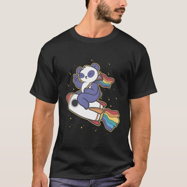 Lgbtq Panda Space T Shirt (Framsida)