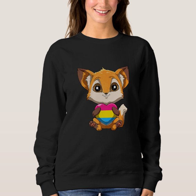 LGBTQ Pansexual Pride Fox Pansexual Heart Fox T Shirt (Framsida)