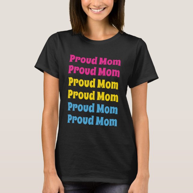 LGBTQ Pansexuell Pride Stolt Mor Upprepad Text T Shirt (Framsida)