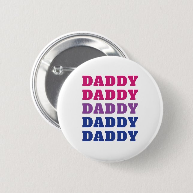 LGBTQ Pappa Bisexual Pride Pappa Fars dag Knapp (Framsida & baksida)