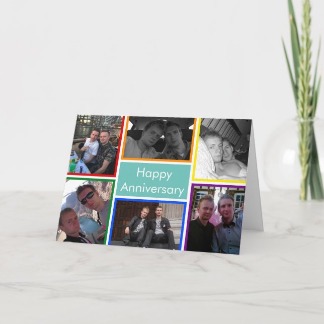 LGBTQ Plus Lycklig-årsdagen för regnbågsfoto Kort (Framsida)