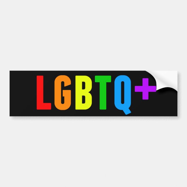 LGBTQ Plus Rainbow Gay pride Acronym Black Bildekal (Framsidan)