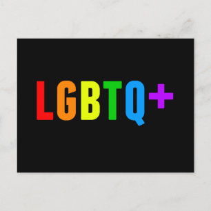 LGBTQ Plus Rainbow Gay pride Acronym Black Vykort