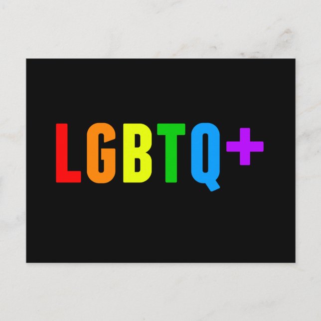 LGBTQ Plus Rainbow Gay pride Acronym Black Vykort (Framsida)