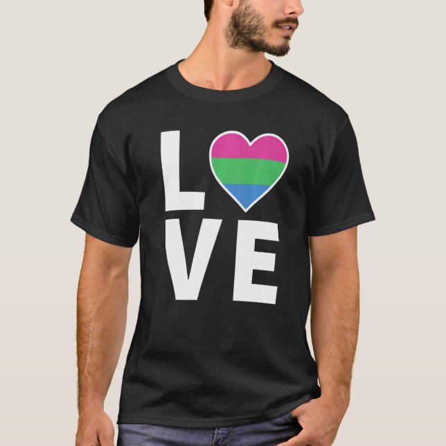 Lgbtq Polysexual Flagga Heart Lgbtqia+ Kärlek Poly T Shirt (Framsida)
