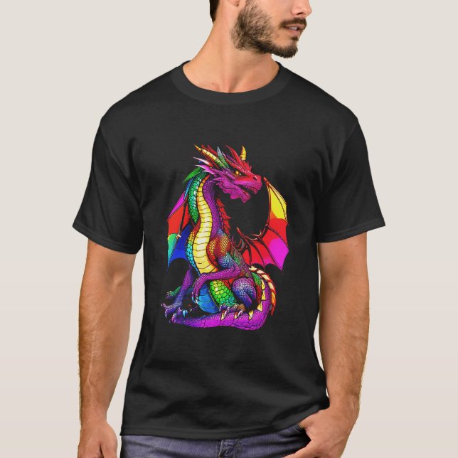 LGBTQ+ Pride Dragon T Shirt (Framsida)