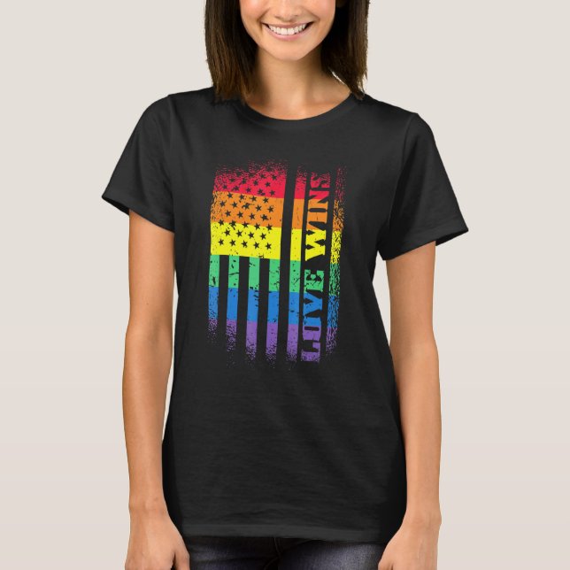 Lgbtq Pride Gay Equality Rainbow American Flagga L T Shirt (Framsida)