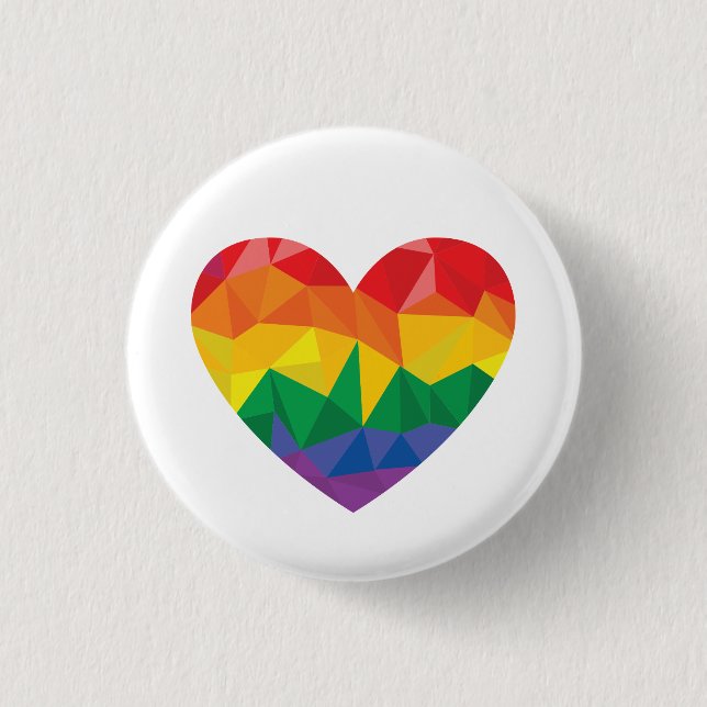 LGBTQ+ Pride Geometric Heart Rainbow Knapp (Framsida)