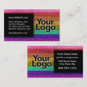 LGBTQ Pride Glitter Regnbågskapartist för Logotyp Visitkort