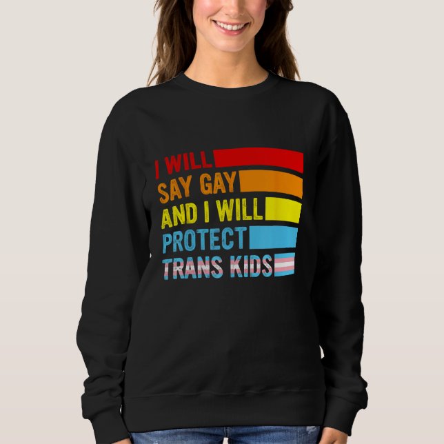 Lgbtq Pride I Will Say Gay And I Will Protect Tran T Shirt (Framsida)