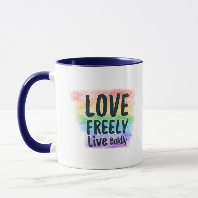 LGBTQ+ Pride Kaffemugge Levande Regnbåge Kärleksko Mugg (Vänster)