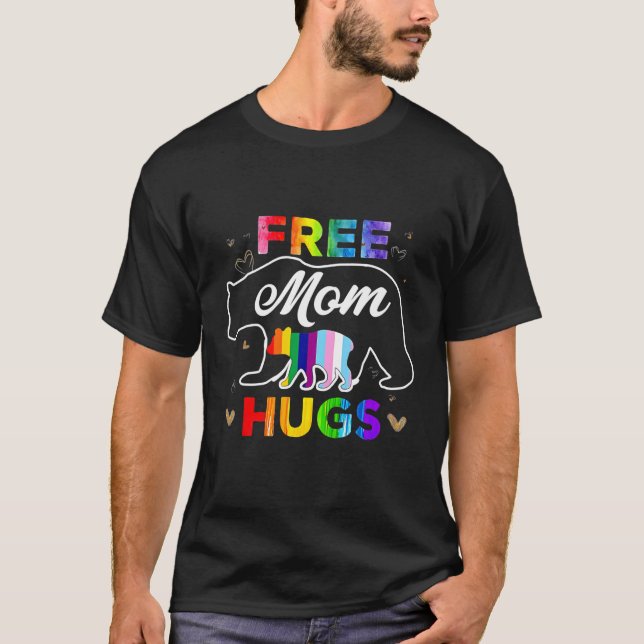 Lgbtq Pride Mamma Bear Free Mamma Hugs T Shirt (Framsida)