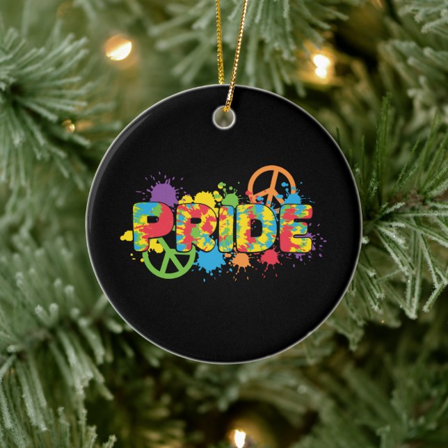 LGBTQ - Pride - Rainbow Färg Paint Stänk Julgransprydnad Keramik (Träd)