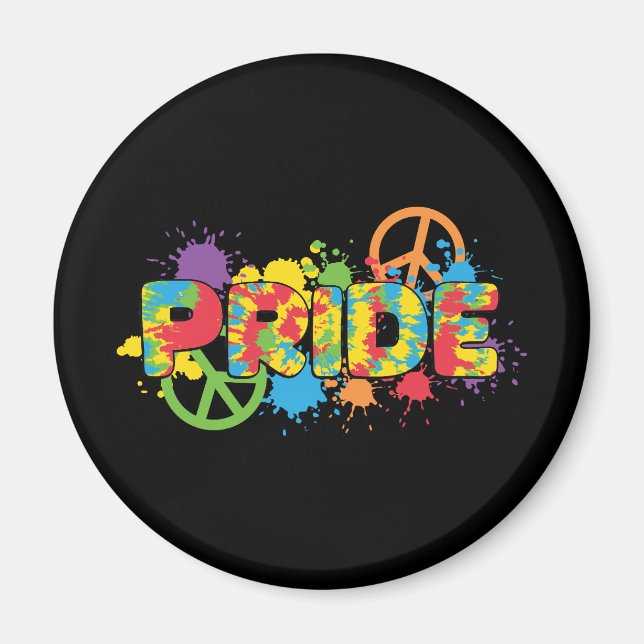 LGBTQ - Pride - Rainbow Färg Paint Stänk Magnet (Framsidan)