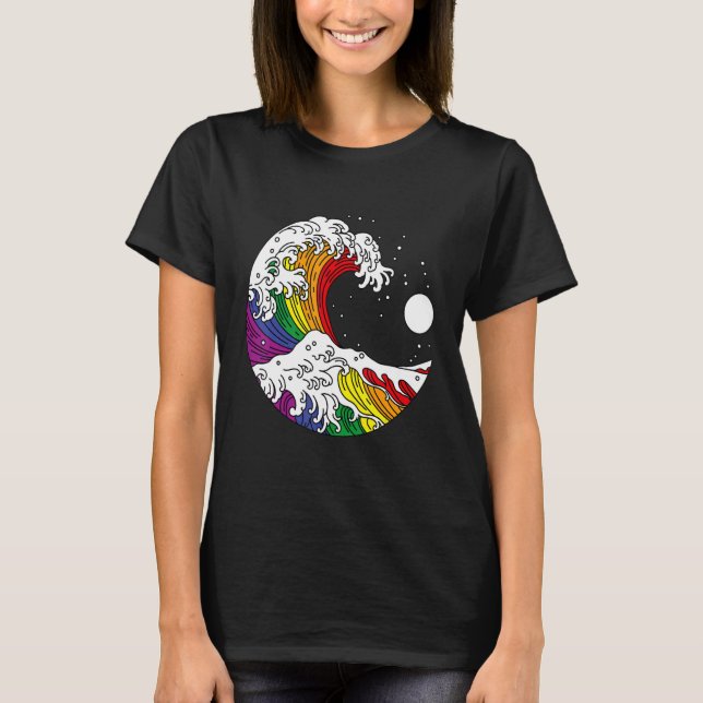 LGBTQ+ Pride Rainbow Flag Queer Gay Japanese Great T Shirt (Framsida)