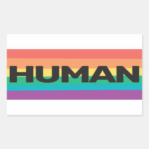 LGBTQ-pridet flagga för humanregnbåge Rektangulärt Klistermärke