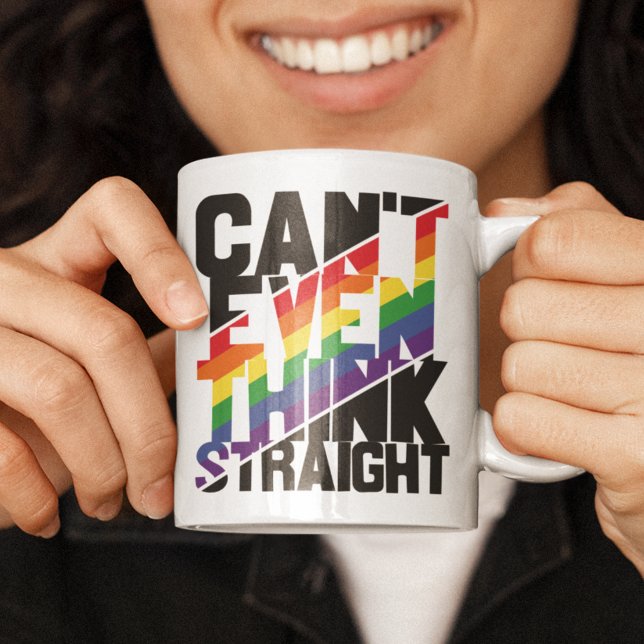 LGBTQ-pridet kan inte ens tänka raka regnbåge Kaffemugg (Skapare uppladdad)