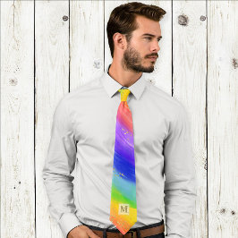 LGBTQ-Pridet: vattenfärgsregnavets Guld Monogram Slips