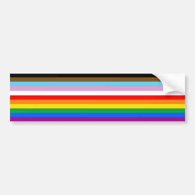 LGBTQ+ Progress Flag Streck Bildekal (Framsidan)