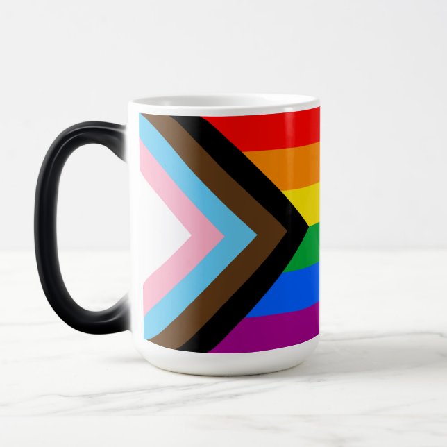LGBTQ+ Progress Pride Flag Kaffe Mugg (Vänster)